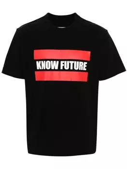 sacai хлопковая футболка со штампом, черный