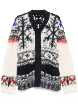 Sacai кардиган с интарсией, белый