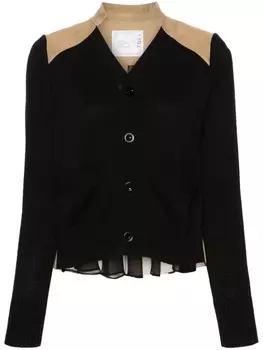 sacai кардиган со складками, черный