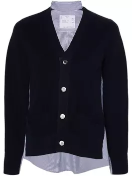 sacai кардиган со вставками, синий