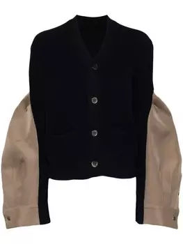 Sacai кардиган со вставками, синий