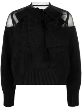 sacai кружевная блузка, черный