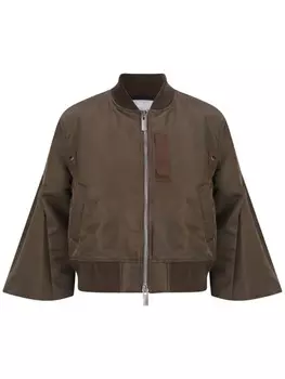 Sacai куртка-бомбер из твила, зеленый