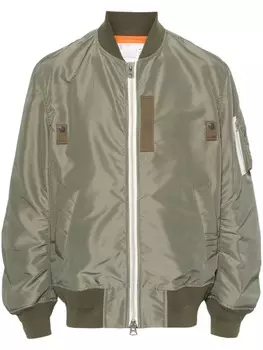 Sacai куртка-бомбер на молнии, зеленый