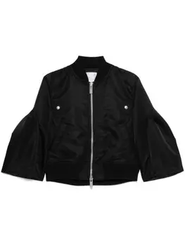 Sacai куртка-бомбер с рукавами-фонариками, черный