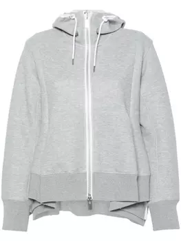 sacai меланжевое худи на молнии, серый