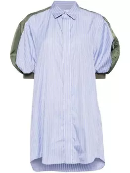 Sacai мини-платье в полоску с вставками, синий