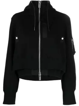 sacai многослойная куртка с капюшоном, черный