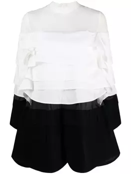 sacai многослойное платье мини со вставками, белый