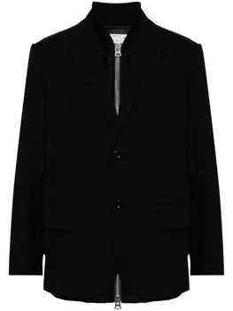 sacai многослойный однобортный пиджак, черный