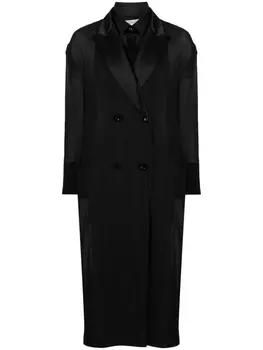 sacai многослойный шифоновый тренч, черный