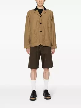 sacai однобортная куртка-рубашка, коричневый