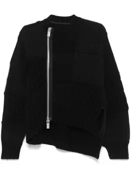 Sacai пэчворк кардиган, черный