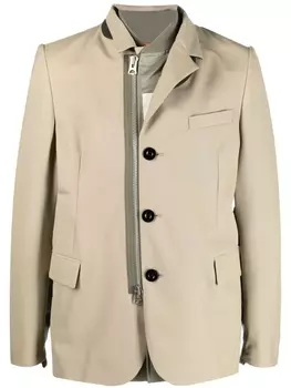 sacai пиджак с косой молнией, нейтральный цвет