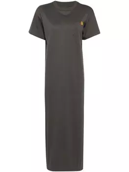 Sacai платье-футболка с боковым разрезом, серый
