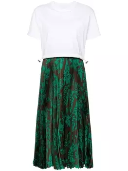 sacai платье макси с цветочным принтом, белый