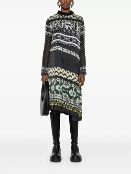 Sacai платье миди с принтом сельбуроза, синий