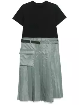 Sacai платье миди со вставками, синий