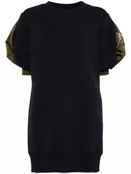 sacai платье мини с объемными рукавами, синий