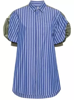 sacai платье мини со вставкой в полоску, синий