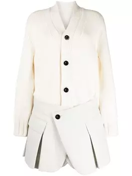 sacai платье мини в рубчик, белый