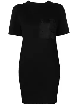sacai платье с короткими рукавами, черный