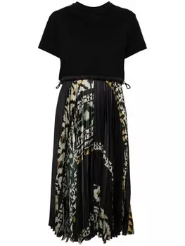 Sacai платье с узором, черный
