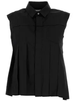 Sacai плиссированная асимметричная рубашка, черный