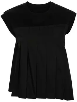 Sacai плиссированная футболка, черный