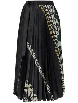 Sacai плиссированная юбка, черный