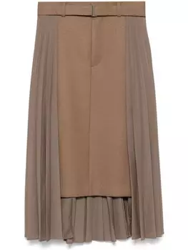 Sacai плиссированная юбка, коричневый
