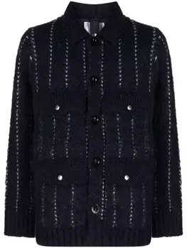 sacai полосатая куртка-рубашка из букле, синий