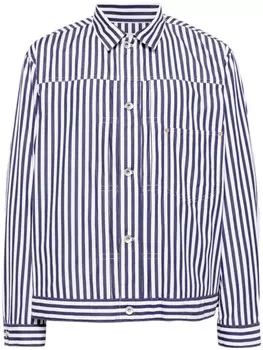 Sacai полосатая поплиновая рубашка куртка, синий