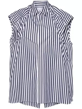 sacai полосатая рубашка без рукавов, синий