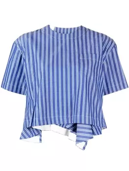 sacai полосатый топ с оборками, синий
