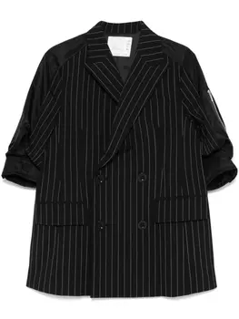 Sacai полосатый вставной блейзер, черный