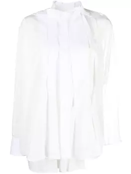 sacai полупрозрачная рубашка со складками, белый