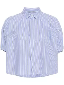 sacai поплиновая рубашка в полоску, синий