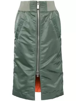 Sacai прямая юбка на молнии, зеленый