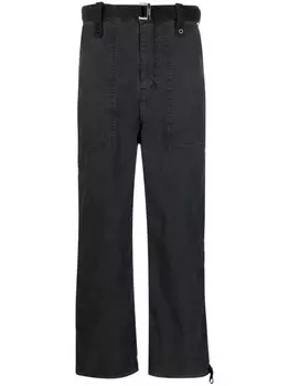 Sacai прямые брюки с пряжкой, черный