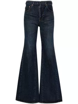 Sacai расклешенные джинсы средней посадки, синий