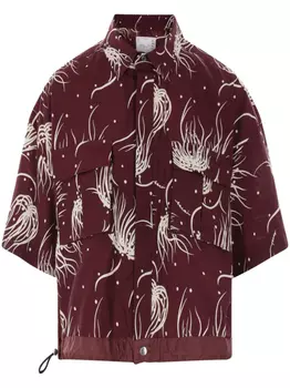 Sacai рубашка с цветочным принтом, красный