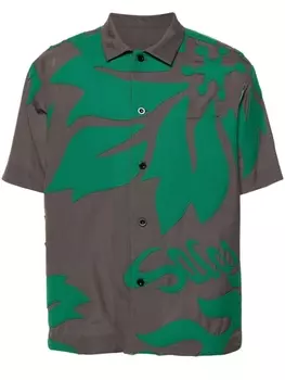 sacai рубашка с цветочными нашивками, зеленый