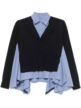 Sacai рубашка со вставками, синий