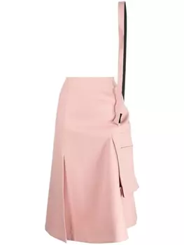 sacai шерстяная юбка миди А-силуэта, розовый