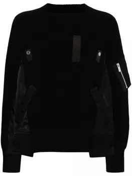 Sacai шерстяной джемпер с вставками, черный