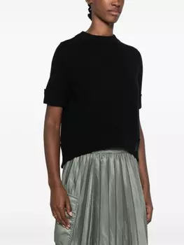 Sacai шерстяной топ с открытой спиной, черный