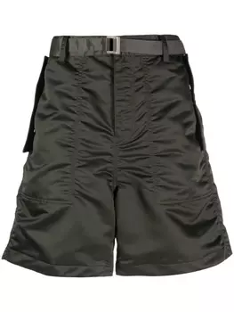 sacai шорты с пряжкой, зеленый