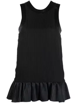 sacai топ со складками, черный