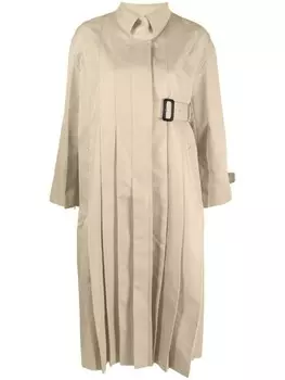 Sacai тренч асимметричного кроя со складками, коричневый